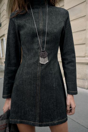 ROBE COURTE EN JEAN Z1975 - Noir de Zara - Image 3