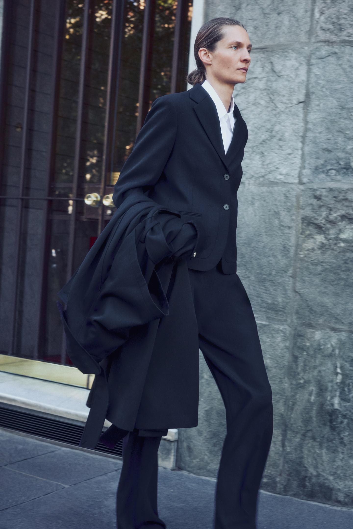 Женский пиджак Zara ZW Collection Straight Blazer, цвет: Тёмно-синий — фото 2