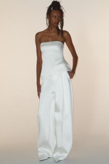 TOP TOMARA QUE CAIA PEPLUM - Branco-marfim da Zara