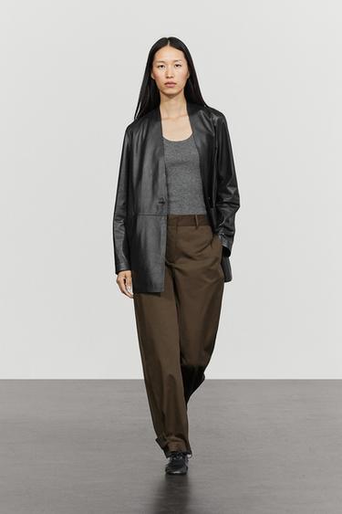 Zara Pants with button-tab hem detail - Black gold - Image 0