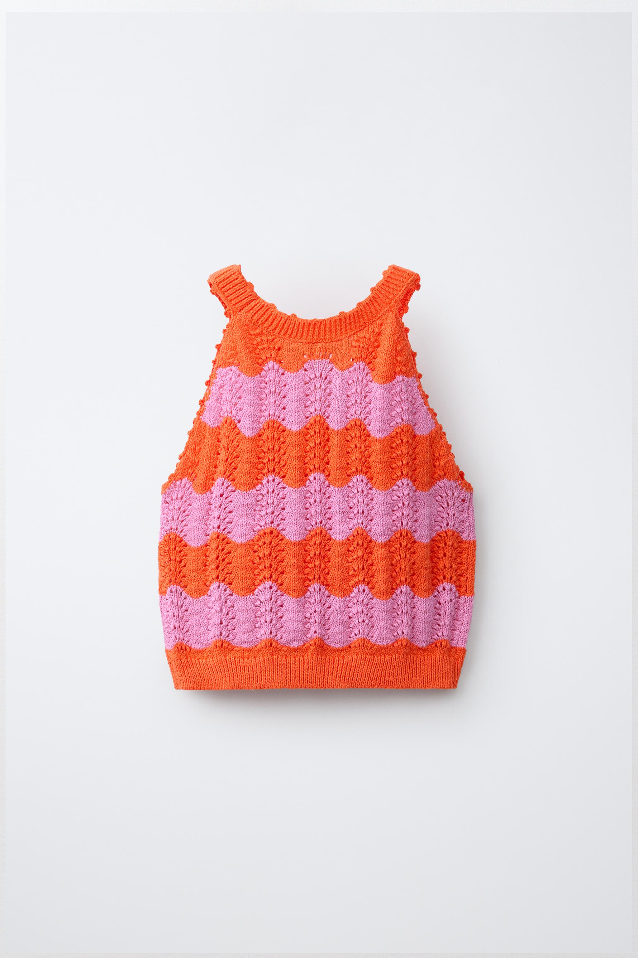 STRIPED CROCHET KNIT TOP