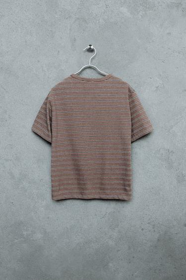 STORIESZ - STRIPED T-SHIRT - Brown / Ecru by Zara - Image 1