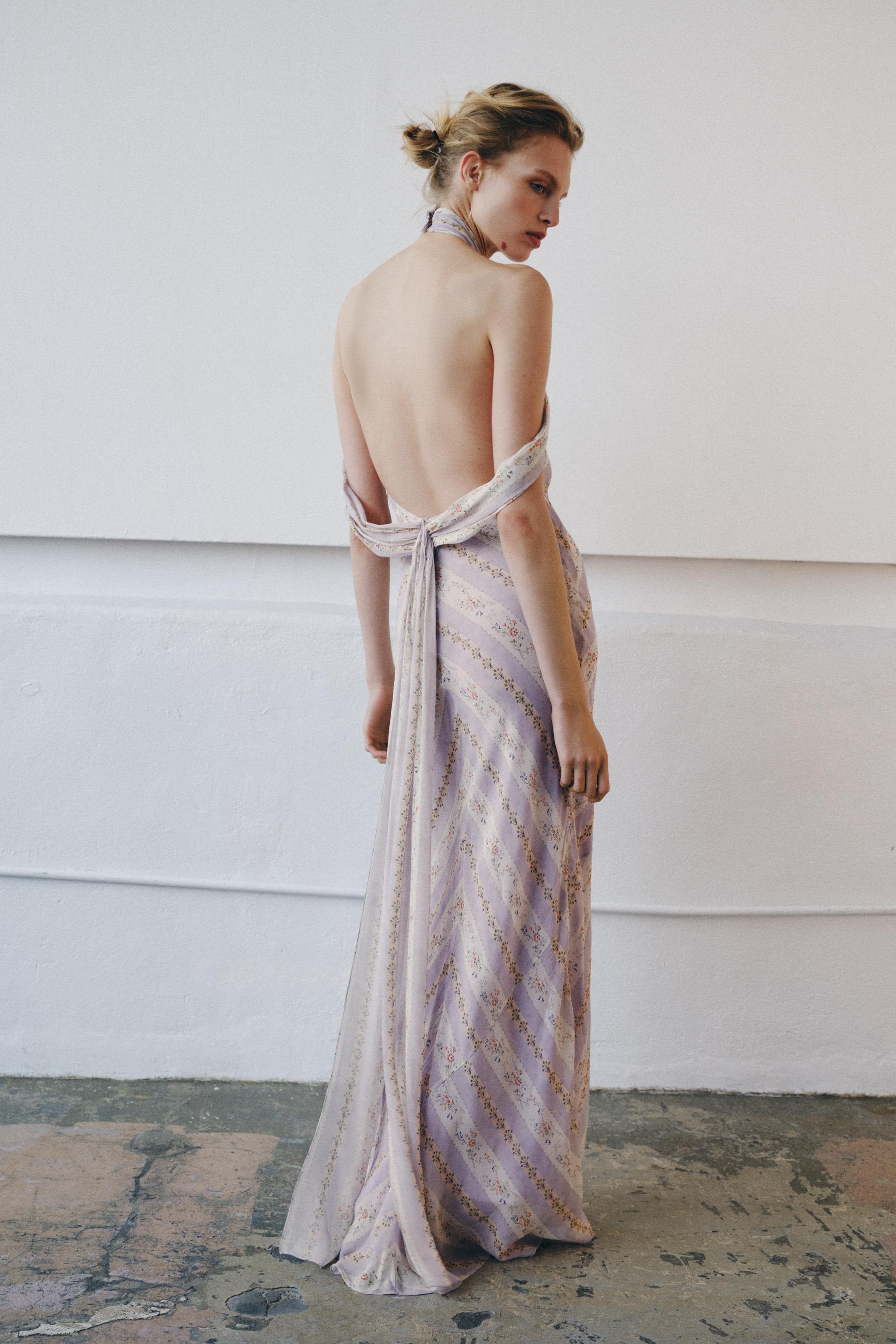 Zara Çiçek Desenli Halter Yaka Elbise görsel 3