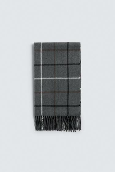 Zara PLAID SCARF - Dark gray - Image 0
