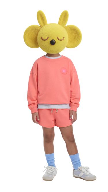 CONJUNTO DE SWEATSHIRT E BERMUDAS COM REMENDO DE EFEITO DE CAUCHO - Rosa-lavado da Zara