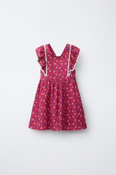 FLORAL PRINT LINEN BLEND DRESS - Fuchsia by Zara