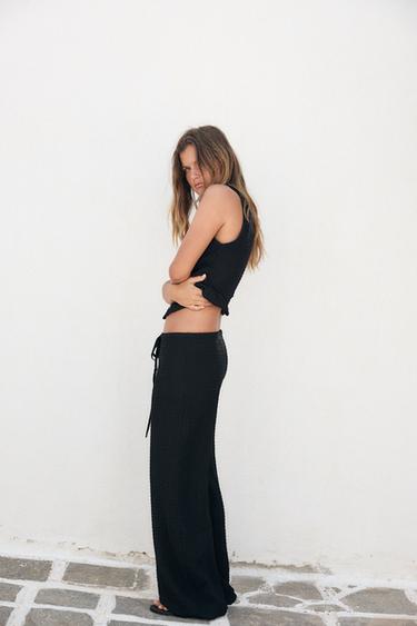 TEXTURED STRAIGHT-FIT TROUSERS - Black by Zara - Image 2
