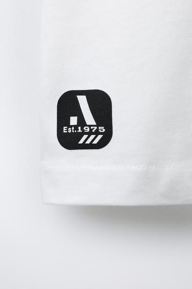 SPORTY T-SHIRT WITH SLOGAN AND STRIPES - White by Zara - Image 3