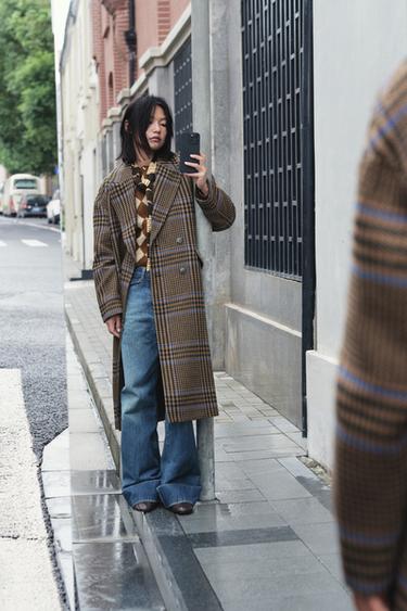OVERSIZED CHECK COAT - Multicoloured by Zara