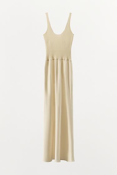ROBE EN MAILLE BIMATIÈRE - Écru de Zara - Image 4