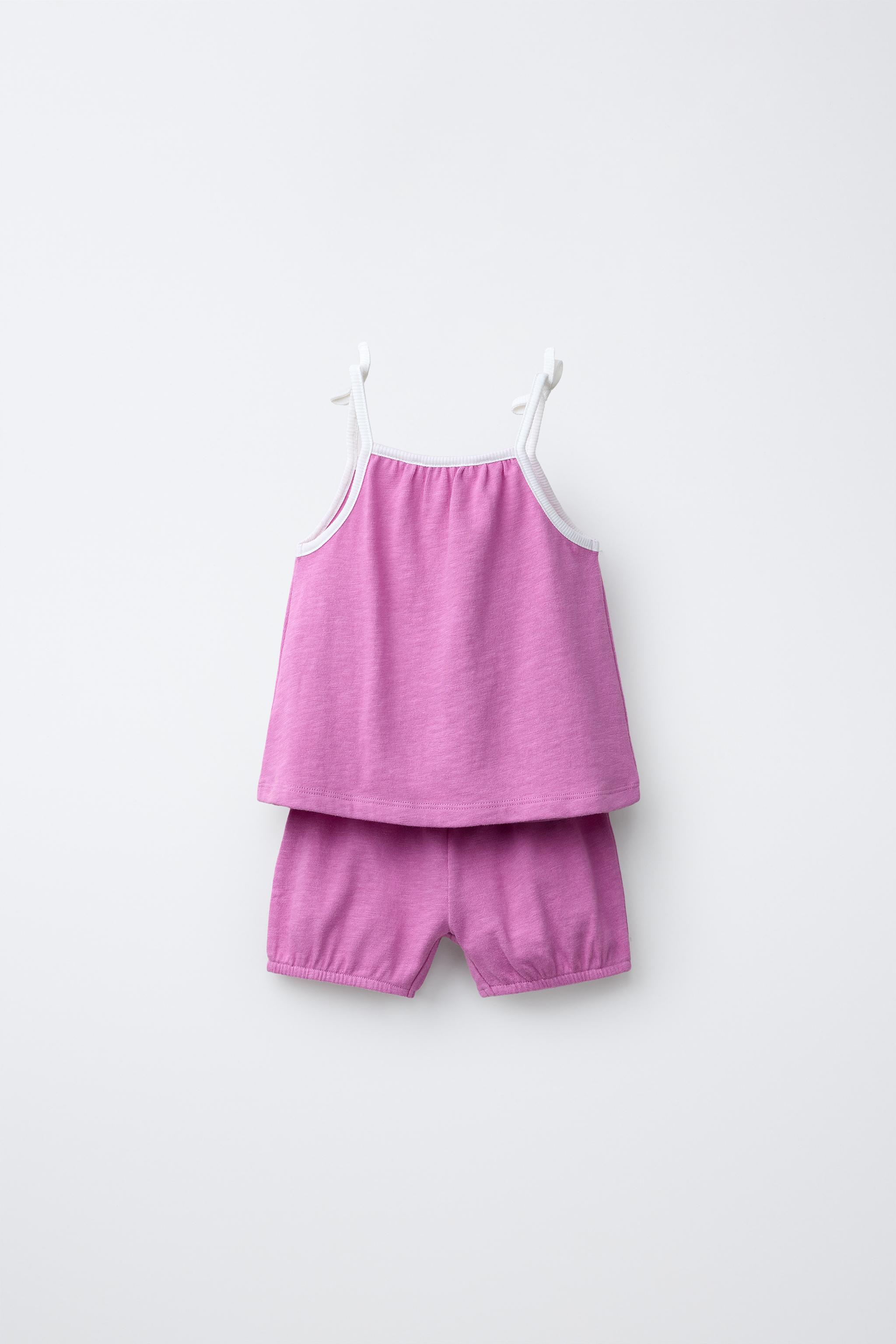 Детские топы Zara PLAIN T-SHIRT AND BLOOMER SET — фото 2