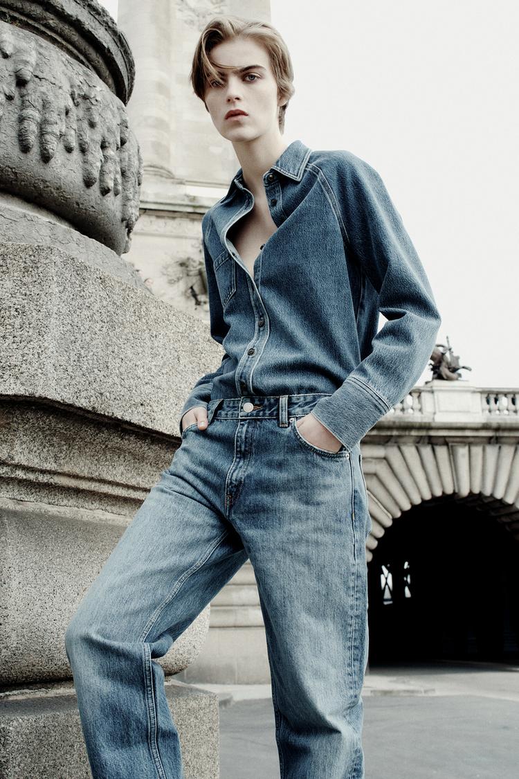 DENIM SHIRT ZW COLLECTION - Blue | ZARA United States