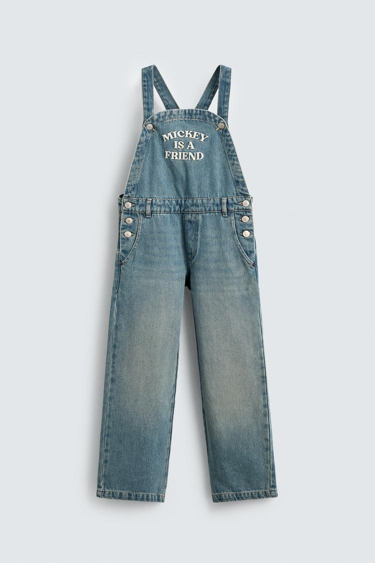 MICKEY MOUSE EMBROIDERED DENIM DUNGAREES HARRY LAMBERT FOR ZARA X