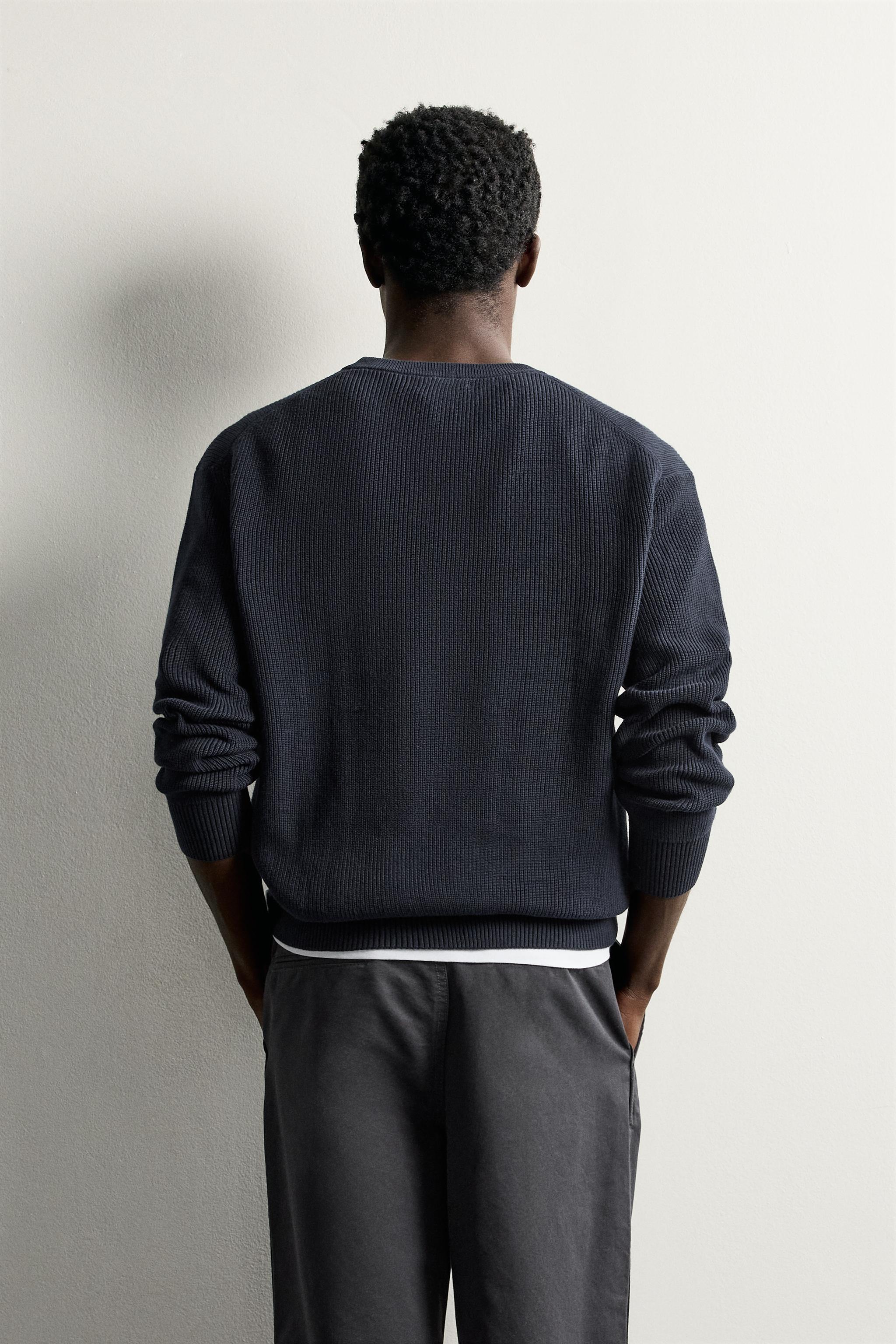 Zara REGULAR FIT TERS ÖRGÜ KAZAK görsel 3