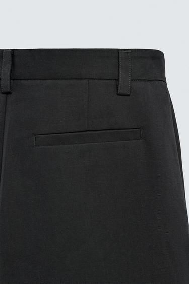 WIDE-LEG PLEATED TROUSERS - Black by Zara - Image 9