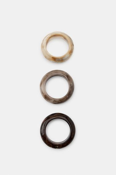 PACK 3 PULSERAS RÍGIDAS RESINA - Marrón de Zara