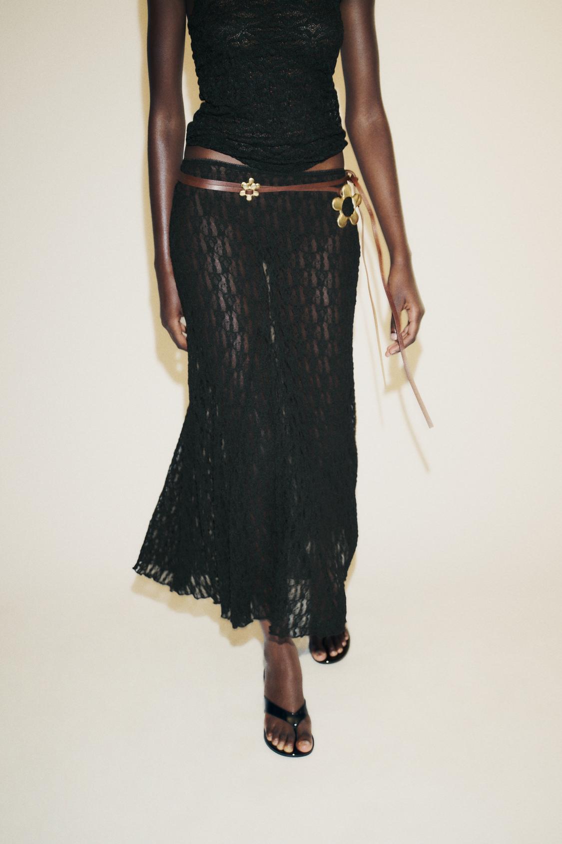 A-LINE LONG LACE SKIRT