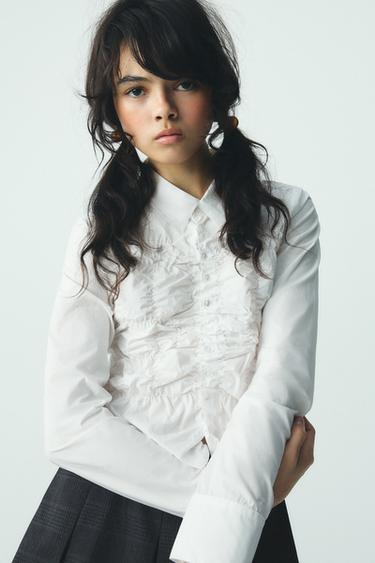 POPLIN SHIRT WITH ELASTICATED DETAILS - White by Zara