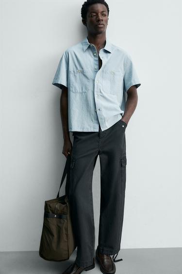 CHAMBRAY SHIRT WITH POCKETS - Light blue by Zara - Image 5