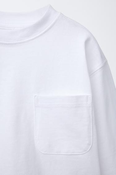 T-SHIRT UNI À POCHE - Blanc de Zara - Image 3