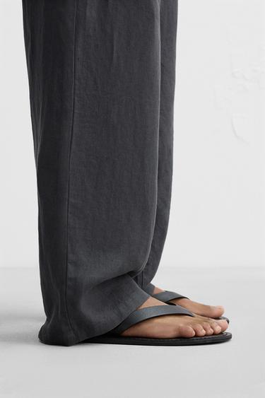 LEATHER STRAPPY SANDALS - Black by Zara - Image 1