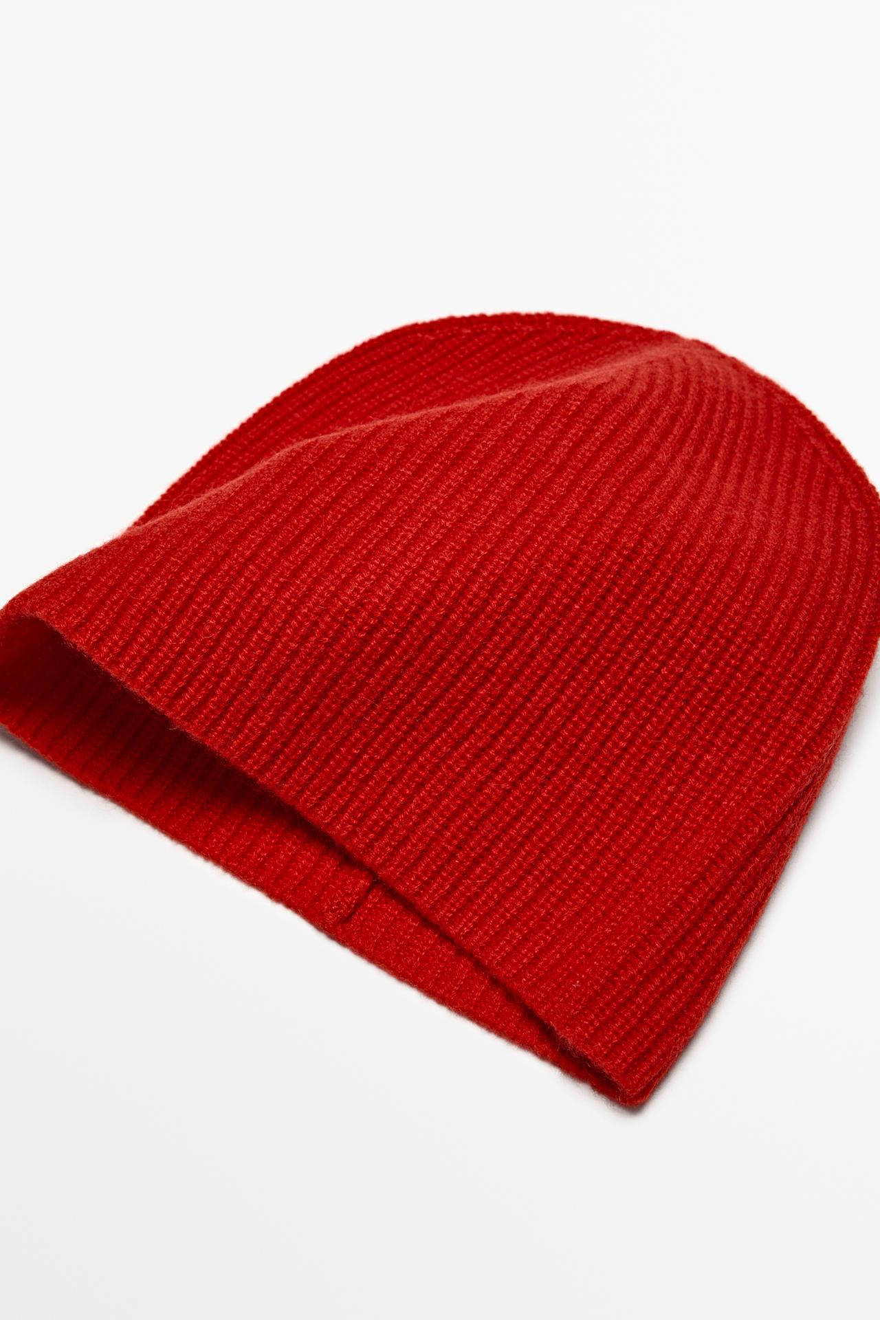 100% cashmere knit beanie — Red