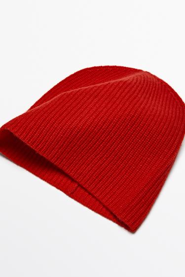 100% cashmere knit beanie — Red 2