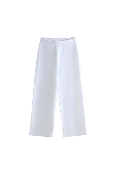 COTTON WIDE-LEG TROUSERS - White by Zara