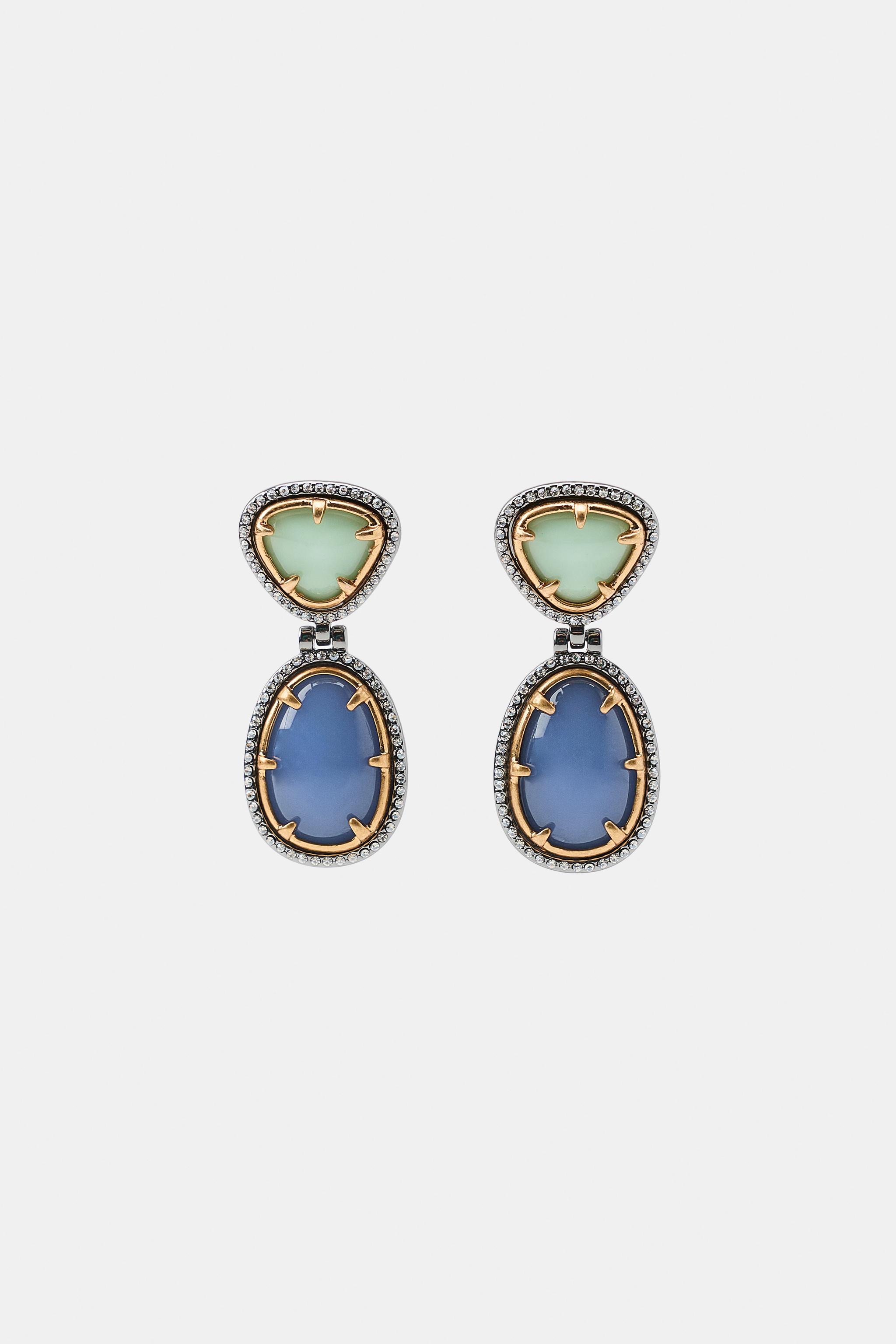 SHINY STONE EARRINGS — Anthracite grey (alternate view)