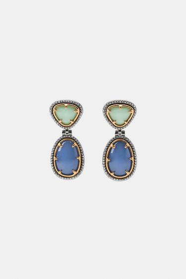 SHIMMER STONE EARRINGS - Anthracite grey by Zara