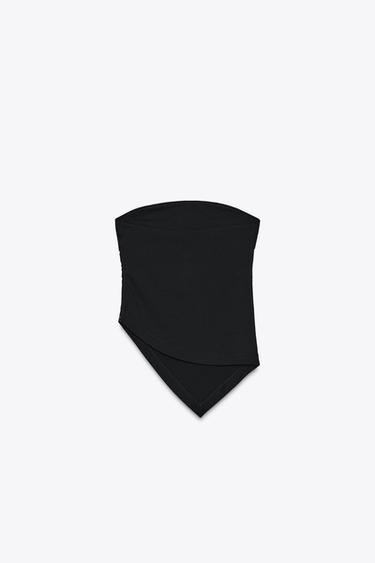 ASYMMETRIC BANDEAU TOP - Black by Zara