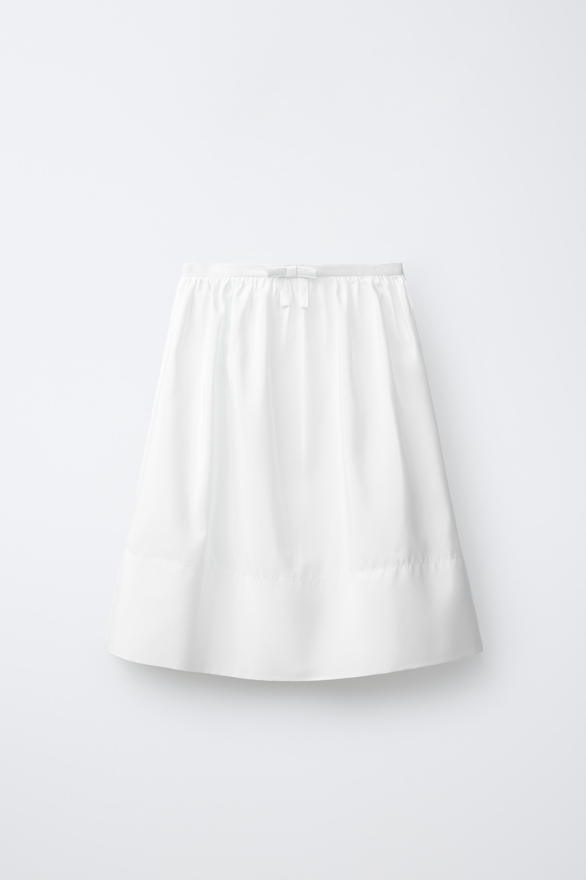 タフタミディ丈スカート - ホワイト | ZARA Japan / 日本