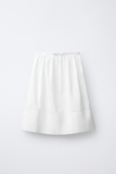 GONNA MIDI IN TAFFETÀ - Bianco di Zara