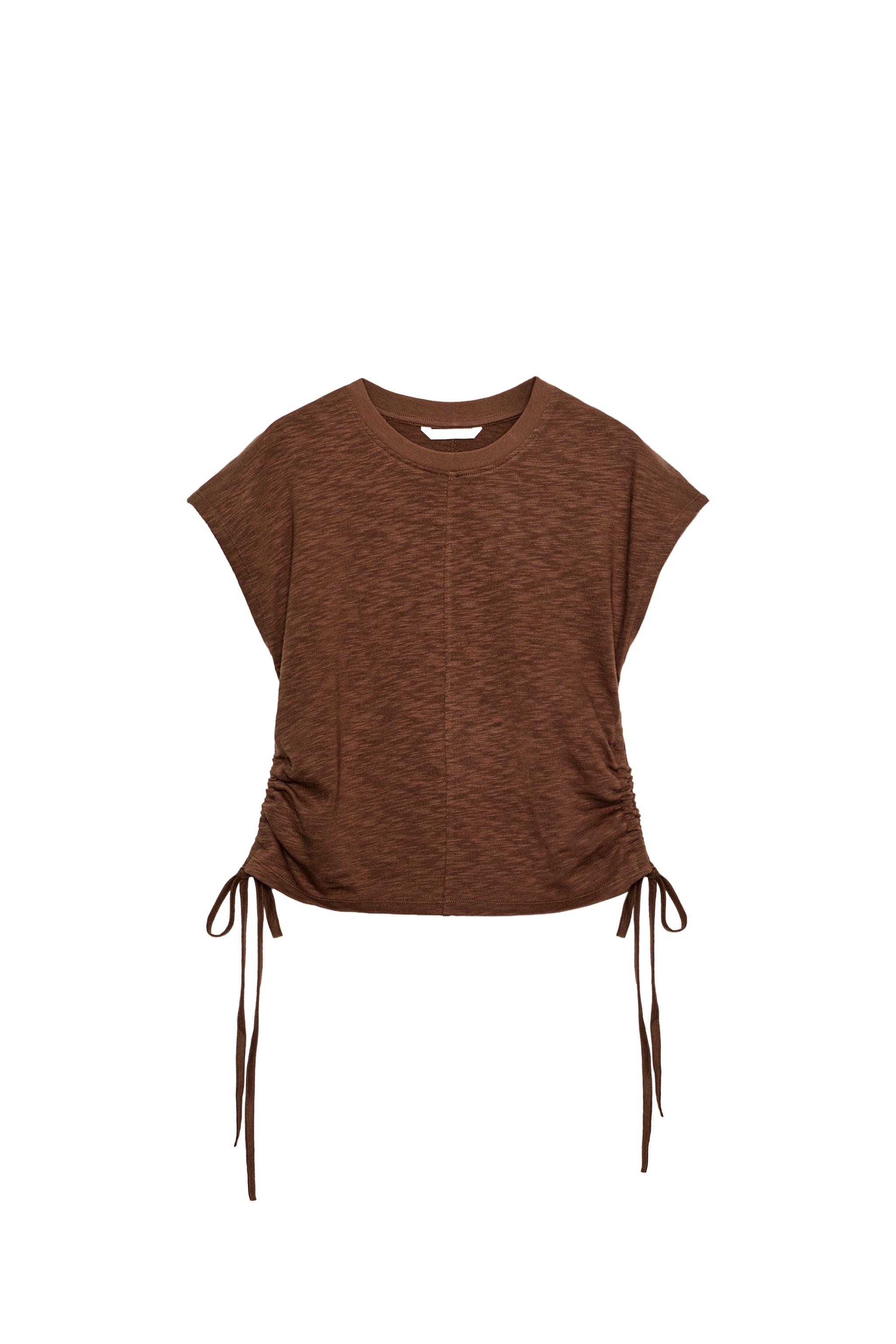 ラスティックギャザーTシャツ - ブラウン | ZARA Japan / 日本