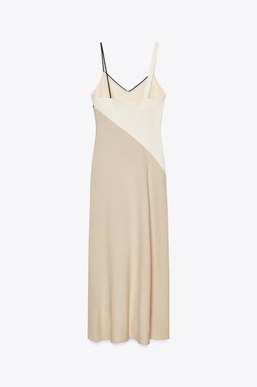 CONTRAST MIDI DRESS - Ecru / Beige by Zara - Image 7