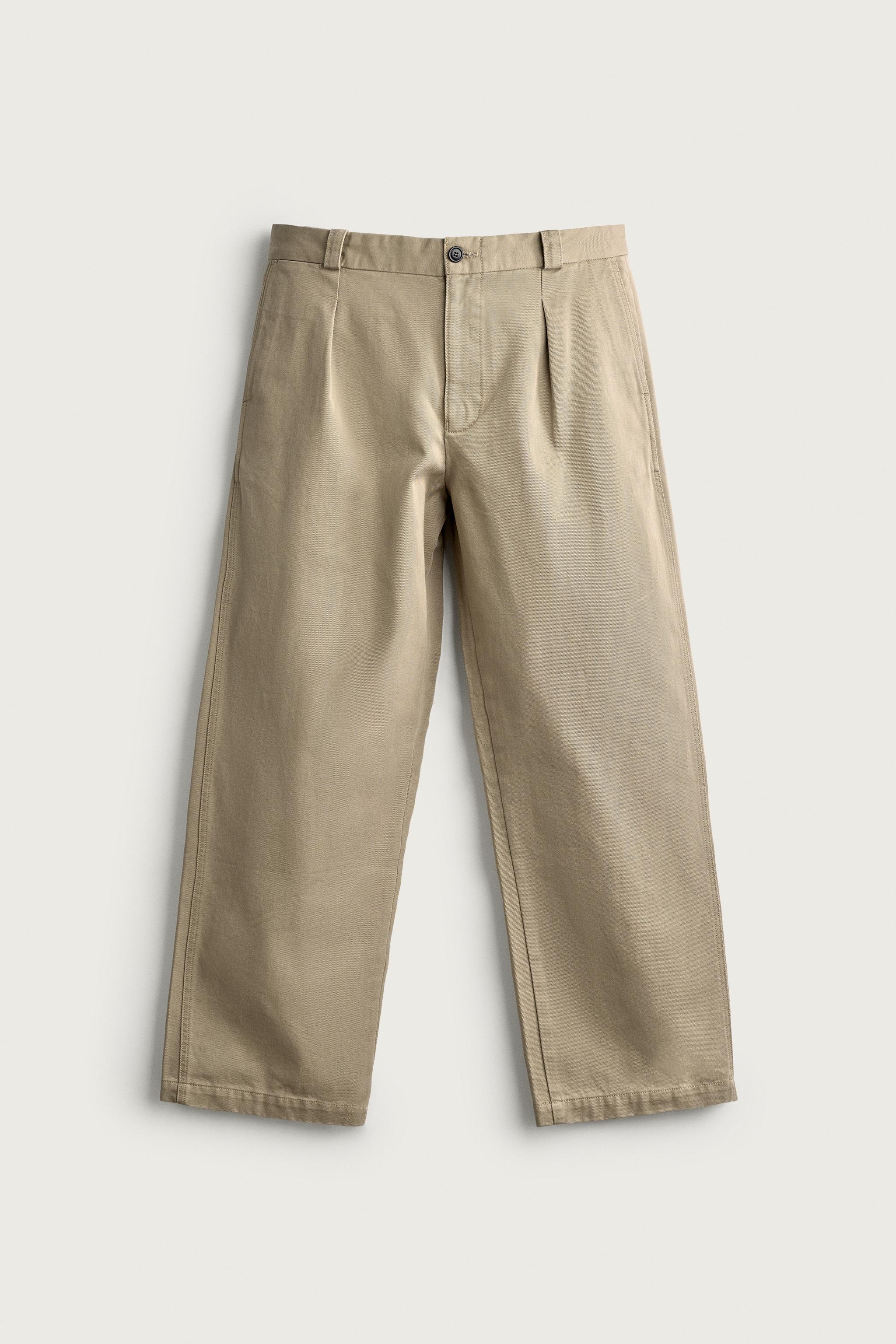 PLEATED STRAIGHT-FIT CHINO PANTS