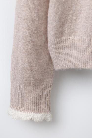 CROCHET TRIM KNIT SWEATER - Beige by Zara - Image 3