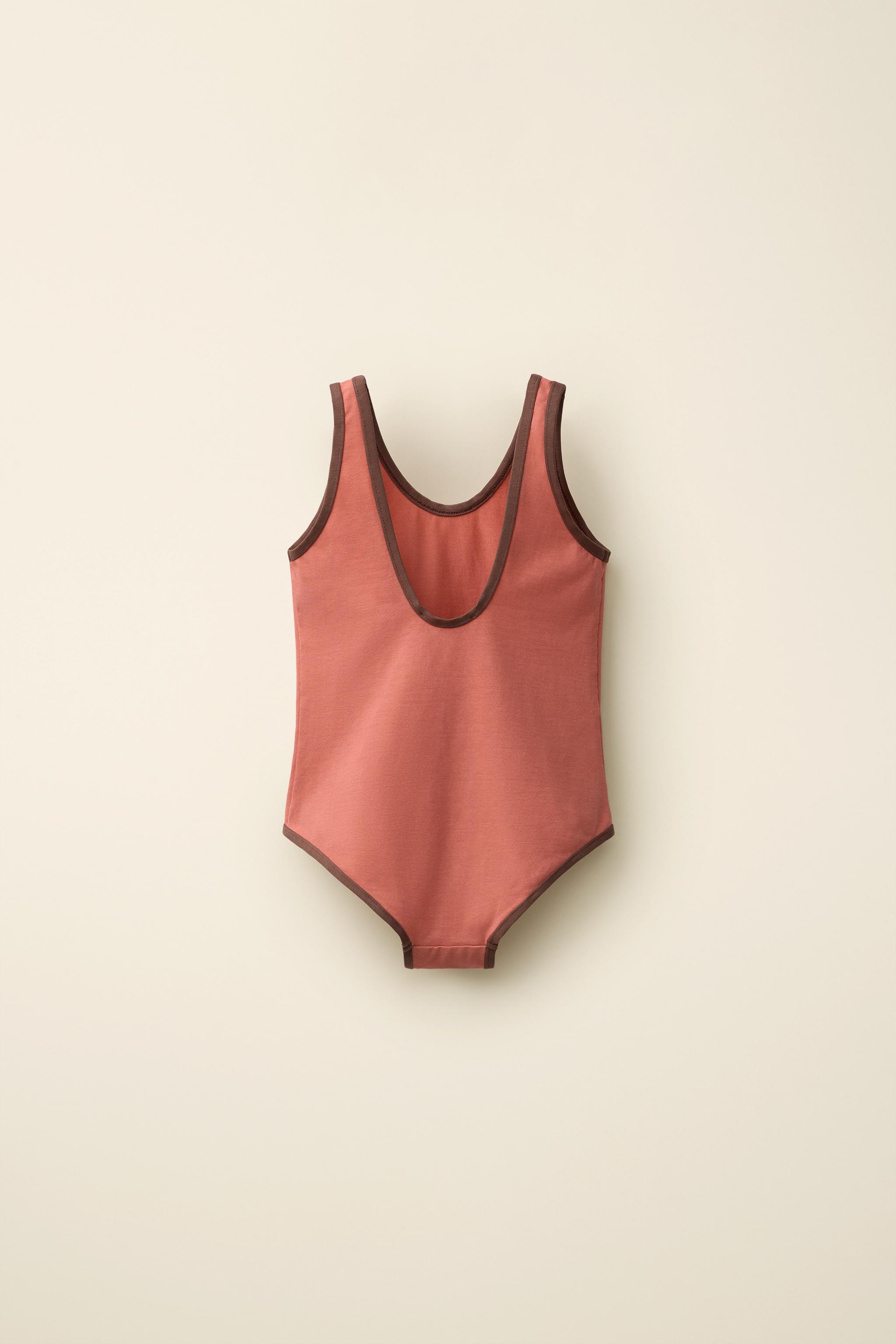 CONTRAST PIPING SWIMSUIT CREATED BY CARAMEL LONDON X ZARA — Dark pink
