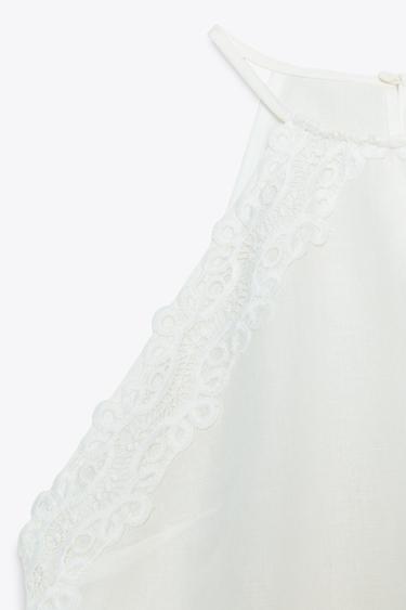 HALTER TOP WITH CROCHET DETAIL - White by Zara - Image 5
