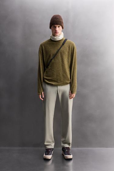 Zara TEXTURED WOOL SWEATSHIRT - olive green - Image 0