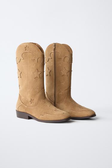 Zara STAR COWBOY BOOTS - Brown