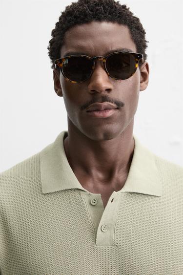 POLO EN MAILLE STRUCTURÉE - vert délavé de Zara - Image 4