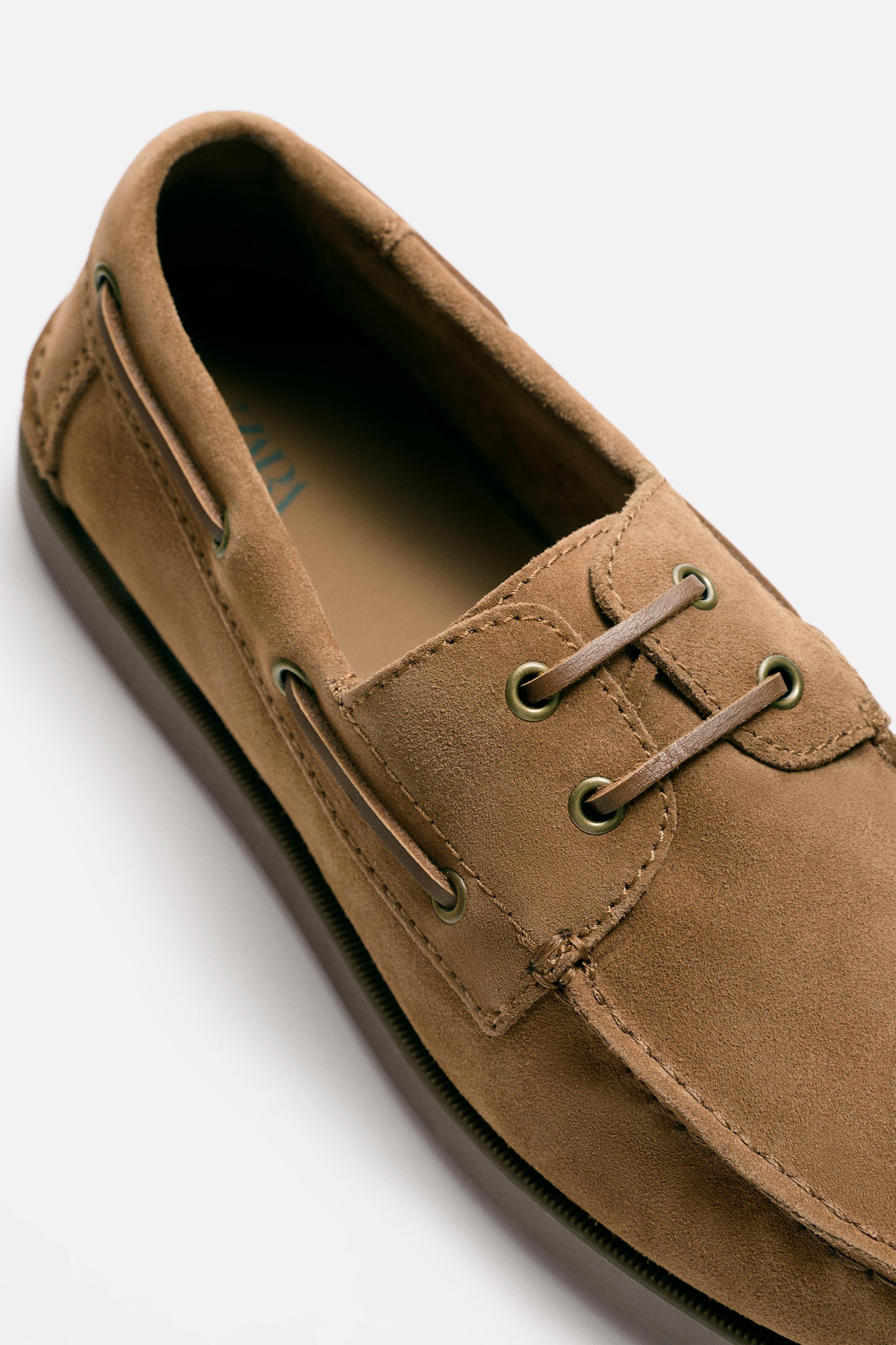 LEATHER BOAT SHOES - Beige | ZARA United States LEATHER BOAT SHOES - Beige | ZARA United States