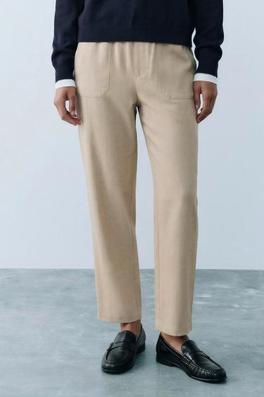 TROUSERS WITH ELASTICATED WAISTBAND — Sand / Marl 2