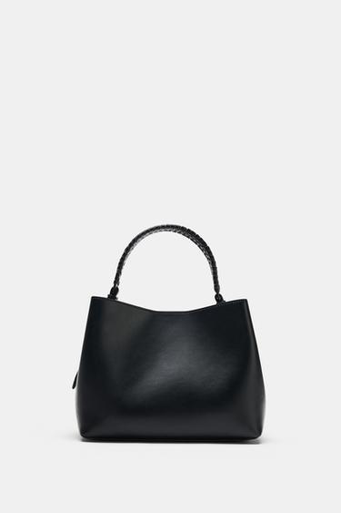 BOLSO ASA TRENZADA - Negro de Zara