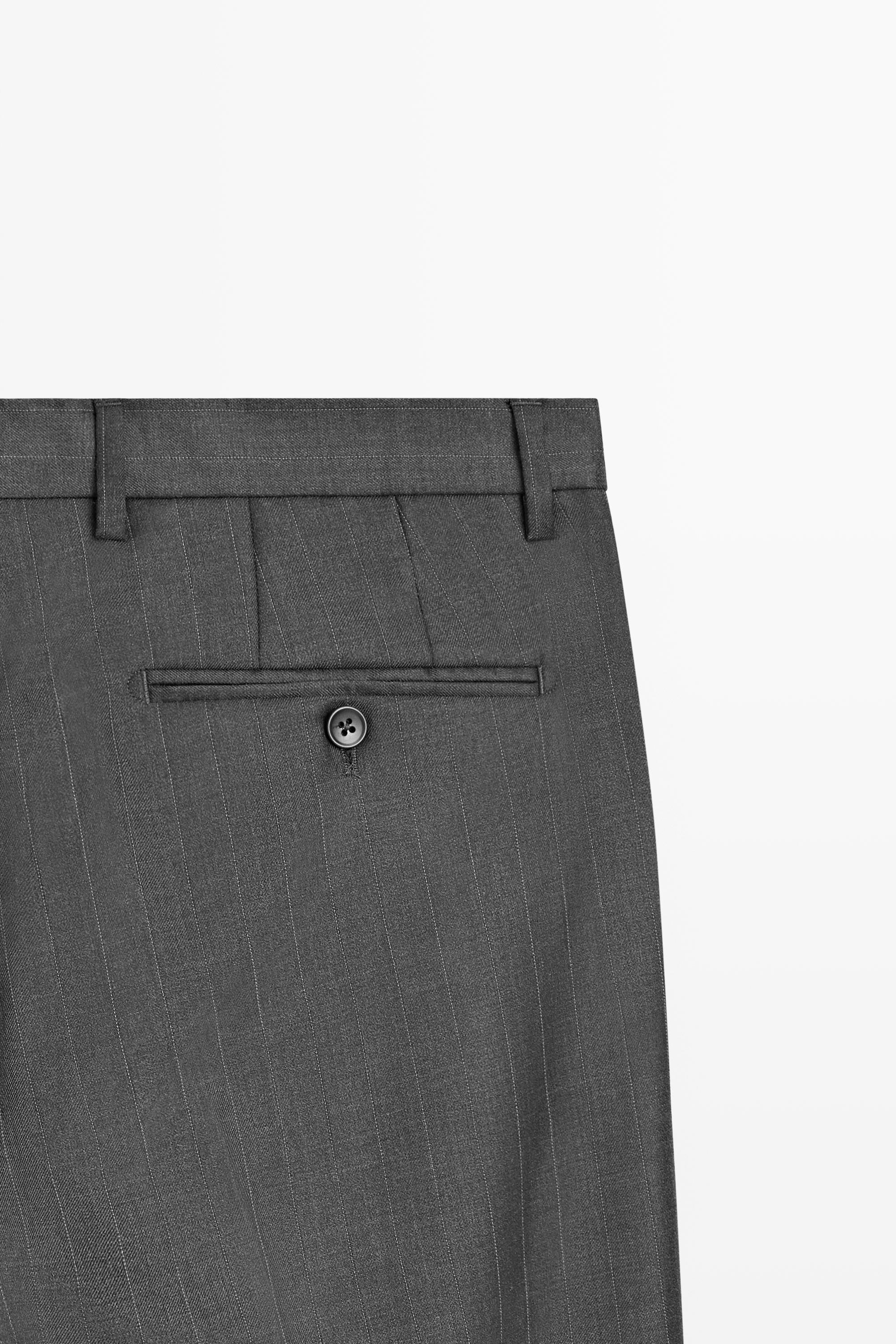 100% wool striped suit trousers