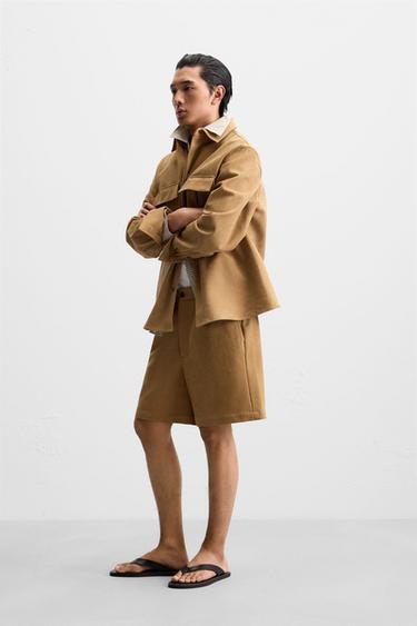 BERMUDA EFFET DAIM PLISSÉ - Marron de Zara - Image 3