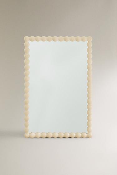 RECTANGULAR WALL MIRROR WITH WOODEN FRAME - White by Zara