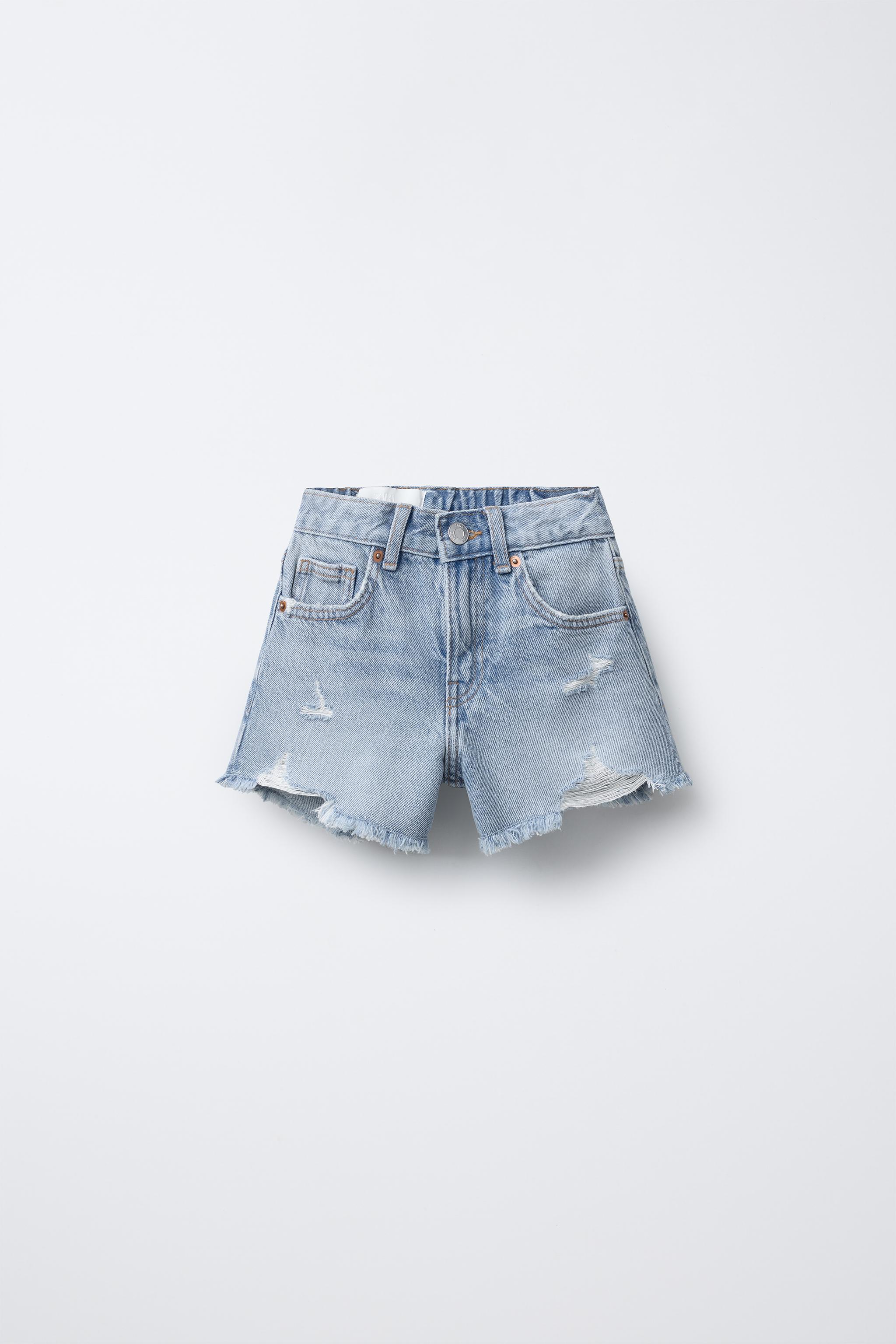 Frayed Jean Shorts Girls Summer Jean Shorts Elastic Waist Fashion