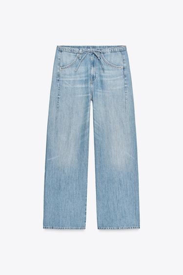 DRAWSTRING FLOWING TRF DENIM TROUSERS - Blue by Zara - Image 2